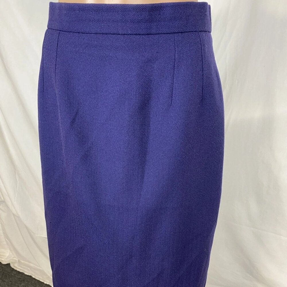 Vintage Givenchy Women’s Wool Twill Pencil Skirt Marine Blue Size 29